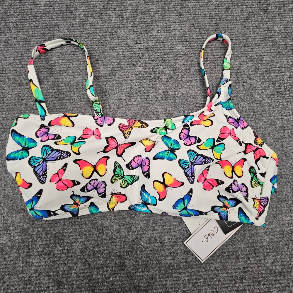 Salt + Cove‎ Bikini Top Womens Butterfly Print Swimwear Multicolor White Size S